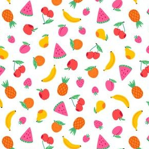 Juicy fruits colorful cartoon pattern