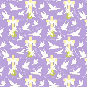 Happy Easter Doves Purple