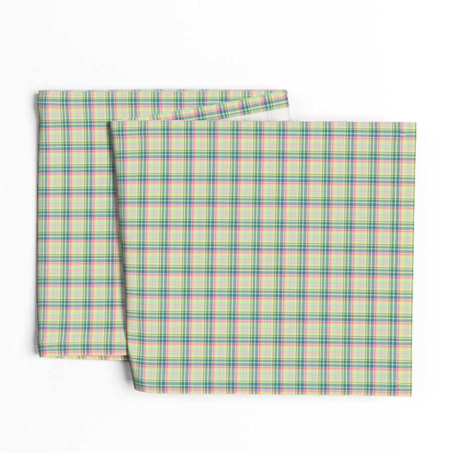 Medium - Cooling Pastel Plaid in Turquoise, Teal, Minty Green and Yellow