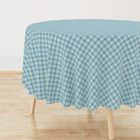 Medium - Pastel Plaid on the Diagonal in Aqua, Powdery Baby  Blue, Minty Green and Pink