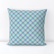 Medium - Pastel Plaid on the Diagonal in Aqua, Powdery Baby  Blue, Minty Green and Pink