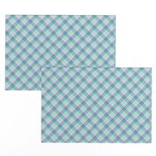 Medium - Pastel Plaid on the Diagonal in Aqua, Powdery Baby  Blue, Minty Green and Pink