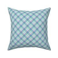 Medium - Pastel Plaid on the Diagonal in Aqua, Powdery Baby  Blue, Minty Green and Pink