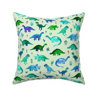 Tiny Dinos on light mint green Large Print