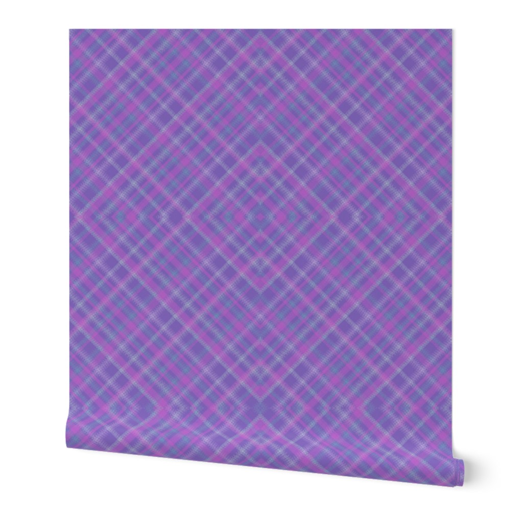 Geometric Plaid Matrix in Periwinkle Purple with Pink and Teal