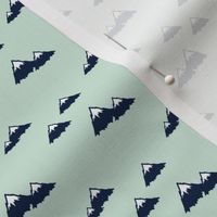 (micro print) mountains (navy on mint) || northern lights collection