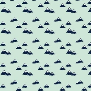 (micro print) mountains (navy on mint) || northern lights collection