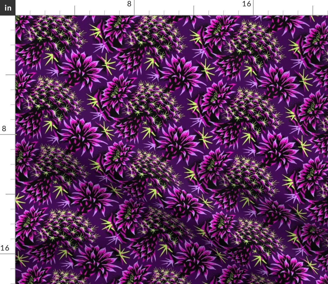 Cactus Floral - Purple/Black-Green