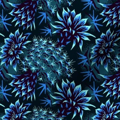 Cactus Floral - Blue