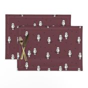 Owls - geometric burgundy red wine woodland animals birds || by sunny afternoon