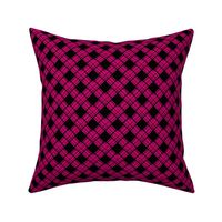 Medium - Woven Ribbon Trellis on the Diagonal in Black and Pink