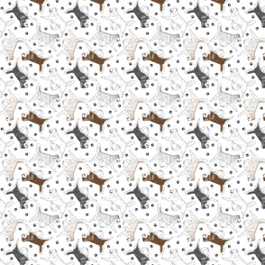 Tiny Trotting Siberian Husky and paw prints - white
