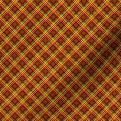 Small -  Colorful Summer Plaid on the Diagonal in Green - Orange - Red - Yellow - Pink