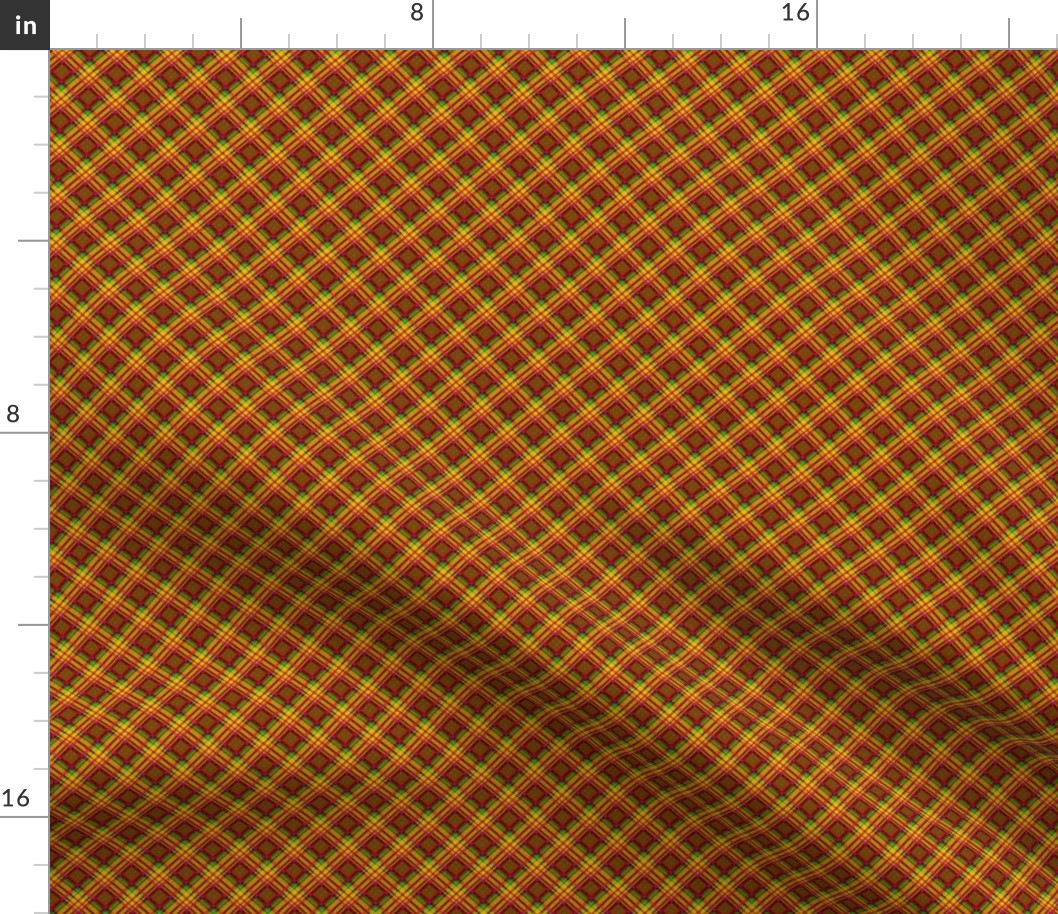 Small -  Colorful Summer Plaid on the Diagonal in Green - Orange - Red - Yellow - Pink