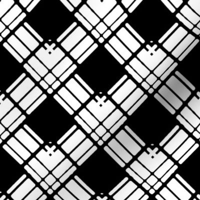 Large -Woven Ribbon Trellis in Black and White