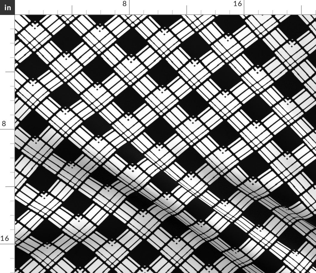 Large -Woven Ribbon Trellis in Black and White