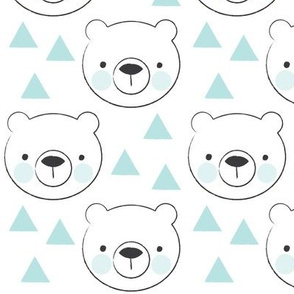 polar-bear-face-with-soft blue triangles on white