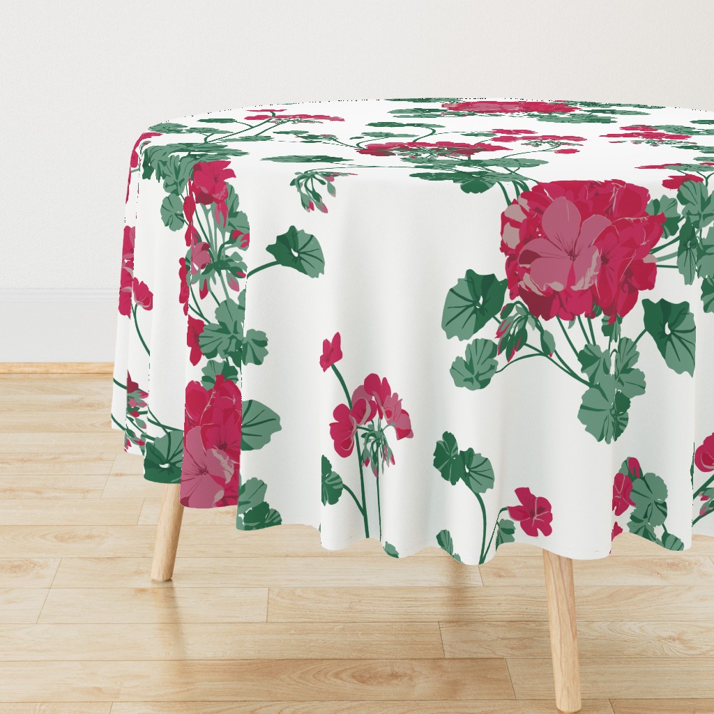 Pink Geraniums (Large Pattern)