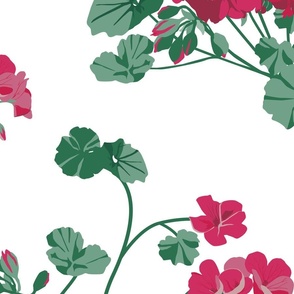 Pink Geraniums (Large Pattern)