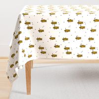 Owls - geometric birds woodland animals Forrest mustard yellow black and white || by sunny afternoon