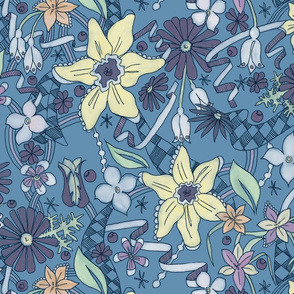 Daffies and Daisies Blue