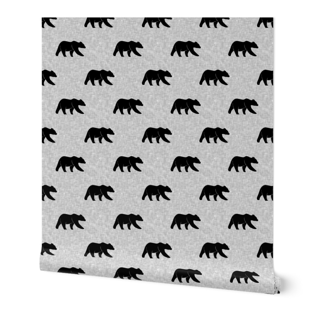 bear on light grey linen (large scale) || the lumberjack collection