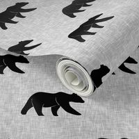 bear on light grey linen (large scale) || the lumberjack collection