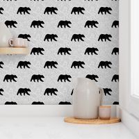 bear on light grey linen (large scale) || the lumberjack collection