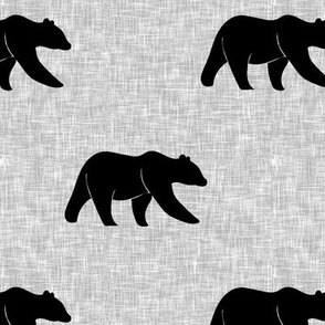 bear on light grey linen (large scale) || the lumberjack collection