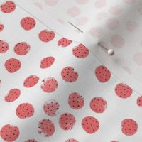 Painterly Watermelon - Scattered Pink Black Dots Small 