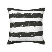 Painterly Black and White Dotted Stripes