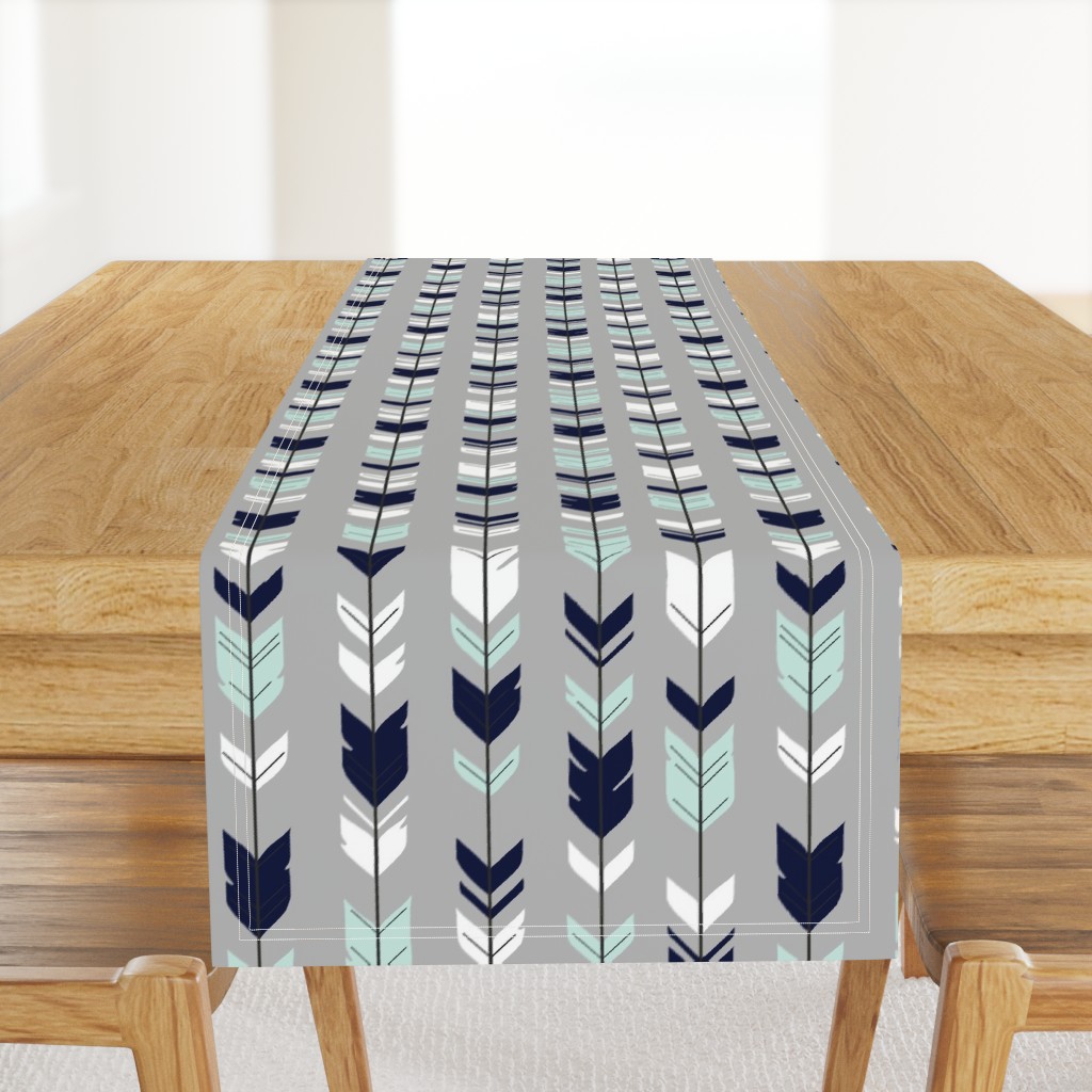 Arrow Feather - Evenstar - gray, navy, mint, white