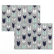 Arrow Feather - Evenstar - gray, navy, mint, white