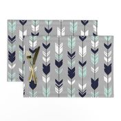 Arrow Feather - Evenstar - gray, navy, mint, white