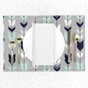 Arrow Feather - Evenstar - gray, navy, mint, white