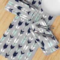 Arrow Feather - Evenstar - gray, navy, mint, white