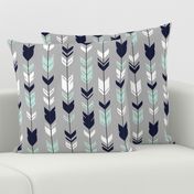 Arrow Feather - Evenstar - gray, navy, mint, white