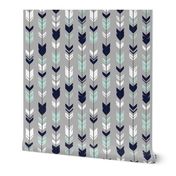 Arrow Feather - Evenstar - gray, navy, mint, white