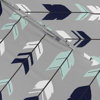 Arrow Feather - Evenstar - gray, navy, mint, white