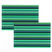 BN6 - Variegated Hybrid Stripes in Light Green - Teal - Navy Blue - Crosswise