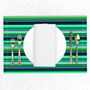 BN6 - Variegated Hybrid Stripes in Light Green - Teal - Navy Blue - Crosswise