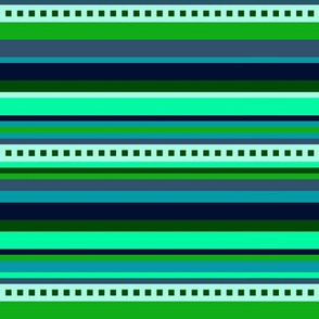 BN6 - Variegated Hybrid Stripes in Light Green - Teal - Navy Blue - Crosswise
