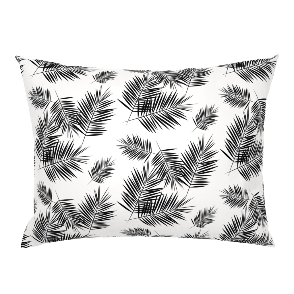 Palm leaf  - black and white monochrome palm leaves palm tree tropical summer beach || by sunny afternoon