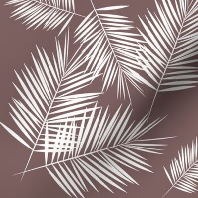 Palm leaves - palm tree tropical fern leaf white on mauve summer || by sunny afternoon