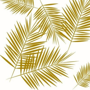 Palm leaf Palm tree  - palm leaves mustard golden on white tropical summer beach || by sunny afternoon