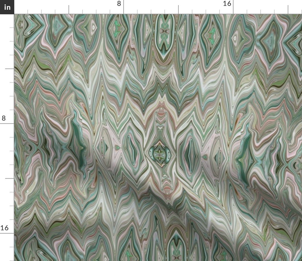 DRSC1 - Marbled Chevrons in Teal - Mauve - Pink - Reflected - Large 