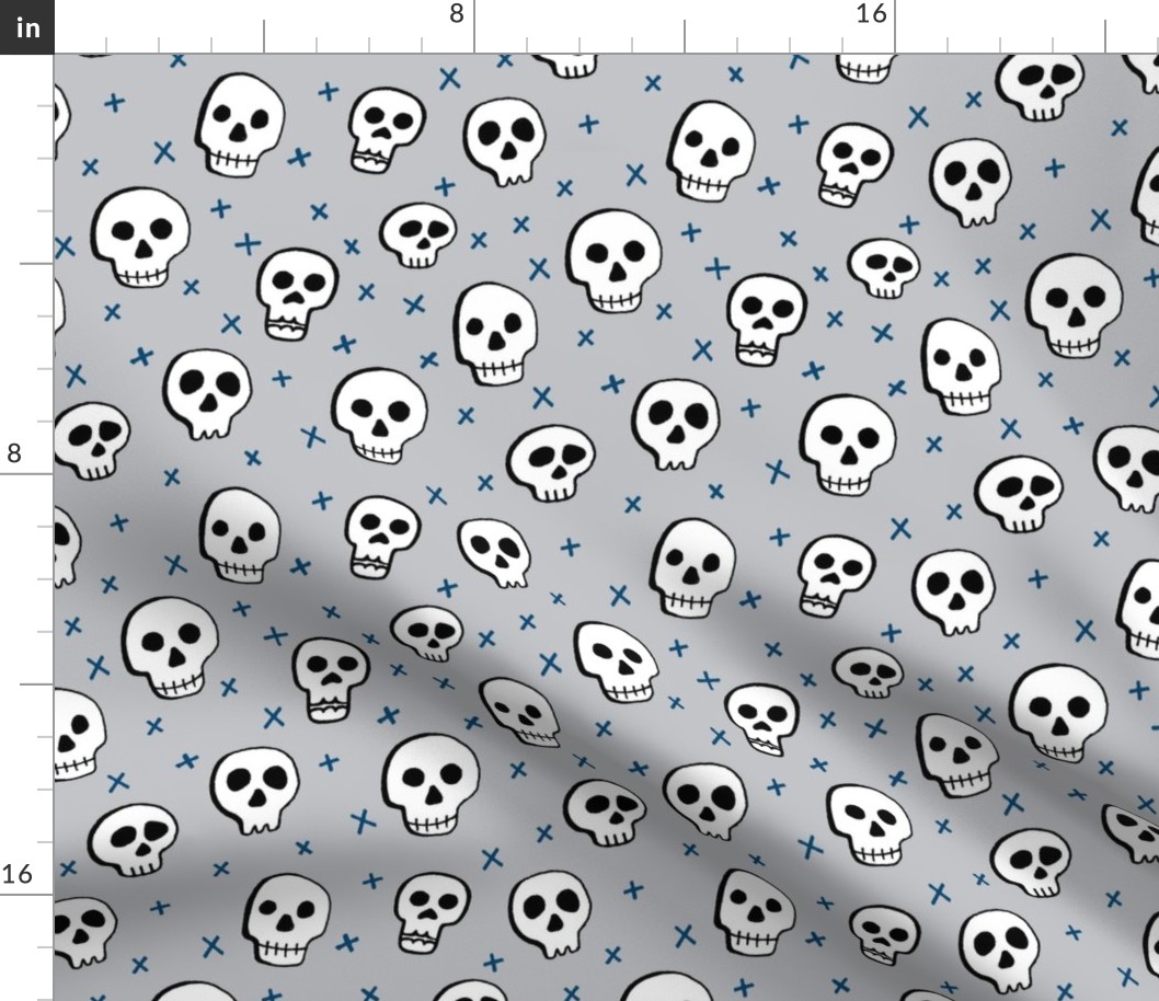 H alloween Skulls Grey