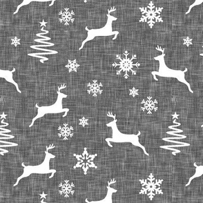 reindeer on grey linen