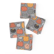 Geometric Pumpkin Fall Halloween in Black&White Orange on Grey