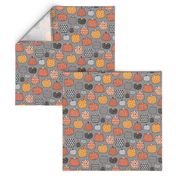 Geometric Pumpkin Fall Halloween in Black&White Orange on Grey